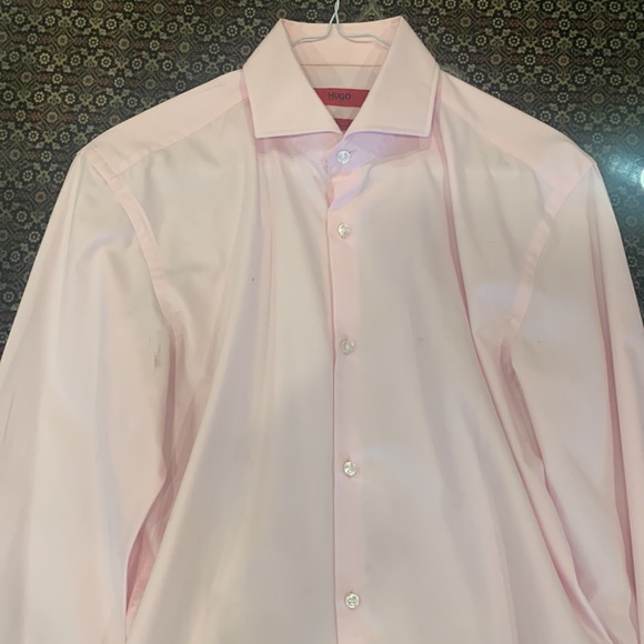 HUGO BOSS Solid Slim Fit Pink Dress Shirt - Picture 8 of 8
